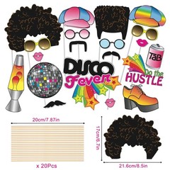 70’s Photo Booth Props, 1970s Disco Throwback Party Theme Decorations, 20 Pie…
