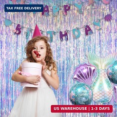Iridescent Party Streamers Backdrop – GREATRIL Neon Transparent Holographic Tins
