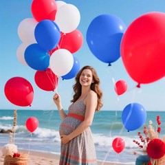 Red White Blue Latex Balloons 68 Pack, 12 Inch Patriotic Balloons with Confet…