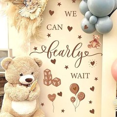 We Can Bearly Wait Party Decal Sign Baby Shower Backdrop Decoration Neutral G…