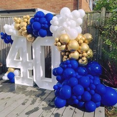 Royal Blue Gold White balloons, 60pcs 12 Inch Navy Blue Metallic Gold Confett…