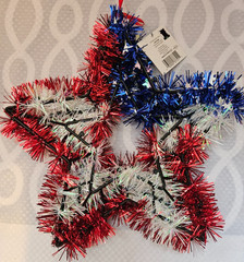 Red White & Blue Patriotic Tinsel Star/ 4th Of July Party Decor America Birthday