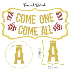 Glitter Come One Come All Banner Circus Themed 1st Birthday Party Decorations