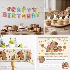 212pcs Capybara Birthday Decorations-Serves 25, All-in-one Capybara Party Dec…