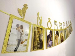 Engagement Wedding Decorations, Gold Engaged Banner and Photo Banner with Rom…