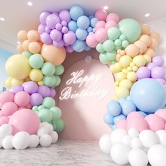 Ptgoluo 453Pcs Pastel Balloon Arch Kit 7 Macaron Assorted Colors Balloon