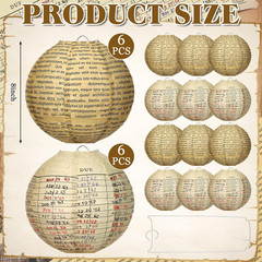 12 Pcs Vintage Hanging Paper Lanterns Party Decorations, 8 Inch round Paper Lan