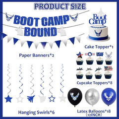 Air Force Party Decorations, Blue Boot Camp Bound Themed Birthday Banner, Farewe