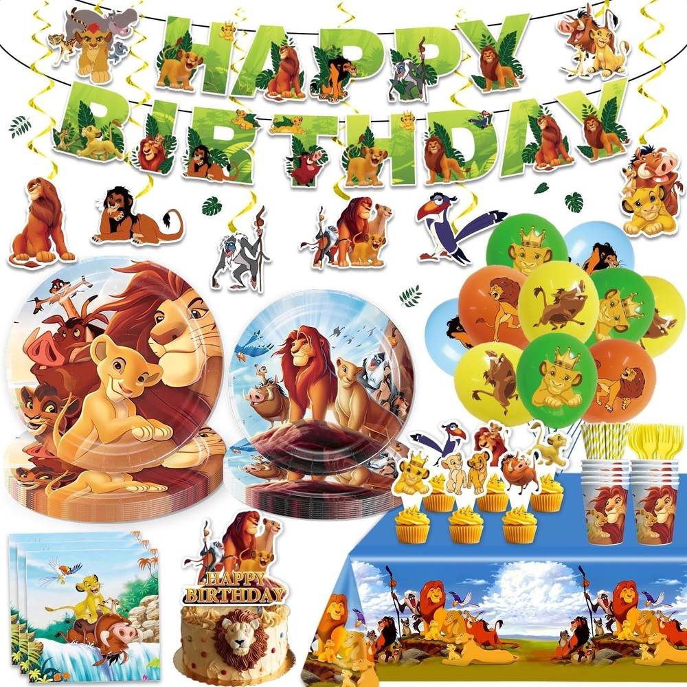Lion King Birthday Party Disposable Tableware-Plates Cups Napkins Decorations