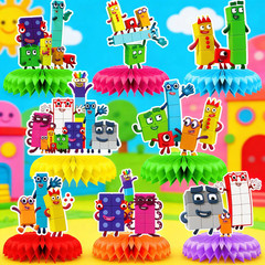 Popular Cartoon Number Party Decor Set, Birthday Table Centerpieces, Honeycomb