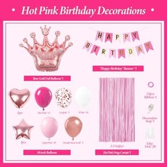 Hot Pink Birthday Decorations for Women with White Hot Light Pink Balloons