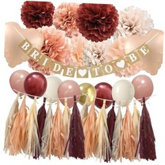 Bridal Shower Decorations Maroon – Fall color Maroon Dusty Burgundy + Peach