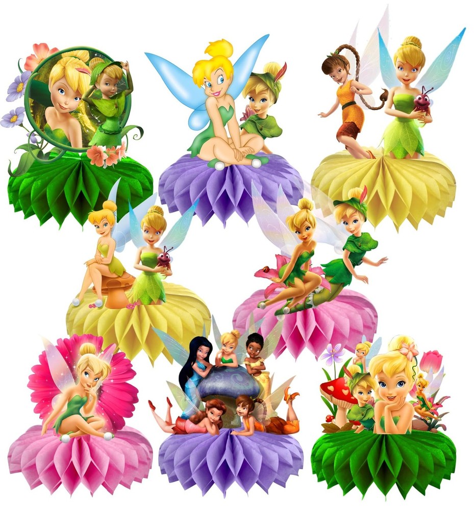 8Pcs Fairy For Tinkerbell Honeycomb Table Centerpiece,Cartoon Party Supplies …