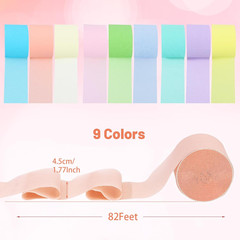 Pastel Crepe Paper Streamers, 9 Rolls 738ft, 1.77 in x 82 ft, Party Decor | 9 Pa