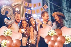 37th Birthday Decorations For Her – Pink and Rose Gold Theme – Balloons, Banner