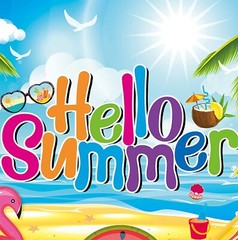 Hello Summer Decorations Beach Chair Sun Sea Backdrop Banner Gift 73″x43″