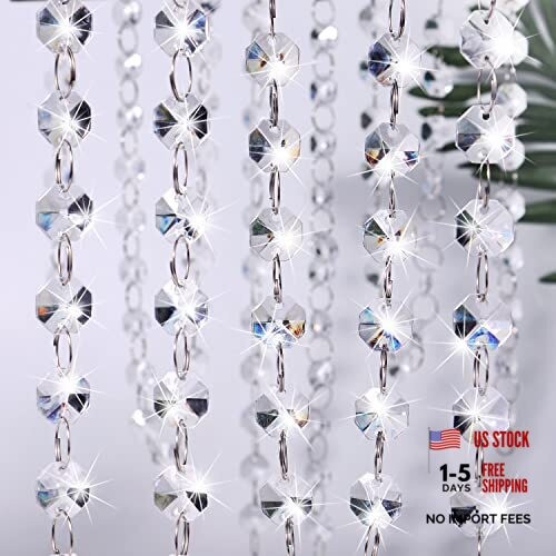 16.5 Feet Hanging Clear 14mm Daimond Acrylic Crystal Garland for Manzanita