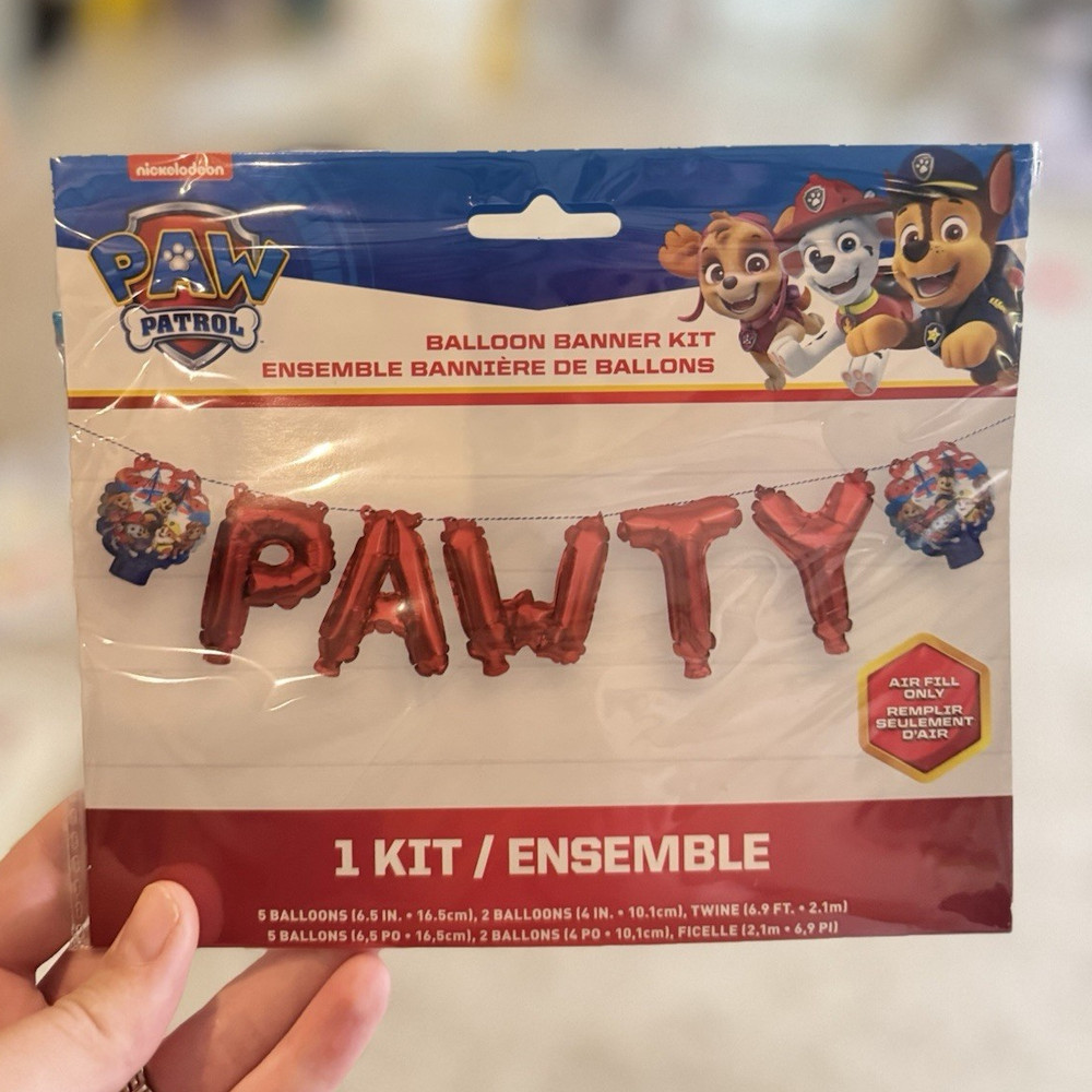 Unique PAW Patrol «PAWTY» Balloon Banner Kit, Red Foil, Chase Marshall Skye