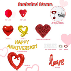 Happy Anniversary Decorations Romantic, Happy Anniversary Sign Banner, Valent…