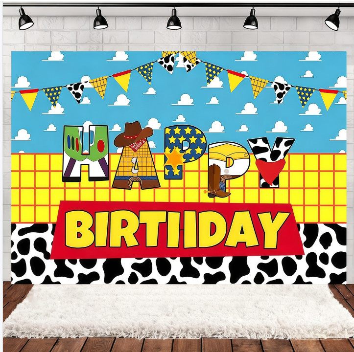 Blue Sky Happy Birthday Photography Backdrop Party Background Banner Decoration