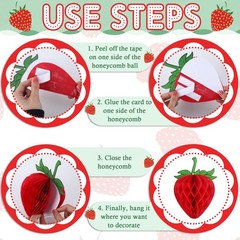 14Pcs 6″ Honeycomb Ball Tissue Paper Strawberry Decor for Birthday Baby Shower