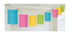 Multi Colored Paper Lantern Garland Party Hanging Decorations ~ 12ft Long