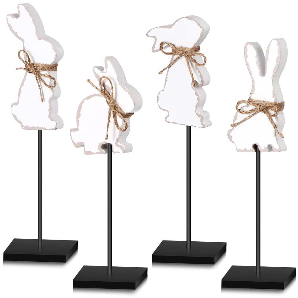 Easter Decorations Standing Rabbits Bunny Wooden Signs Indoor Tabletop Gift