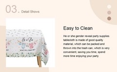Gender Reveal Decorations Tablecloth, 3 Pack Disposable Greenery Baby Clothes