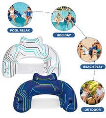 [Glow in the Dark] Inflatable Pool Floats Adult, [Light-Activated] Blue & Whi…