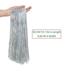 Silver Iridescent Christmas Tree Tinsel Icicles Foil Fringe 2500 Strands