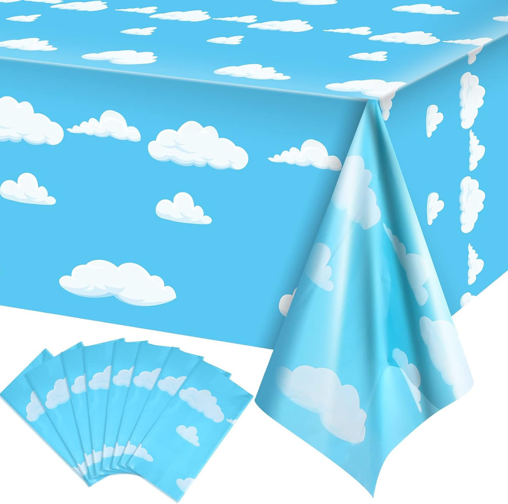 Tatuo 8 Pieces Blue Sky White Clouds Birthday Party Supplies Cartoon Story Table