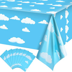 Tatuo 8 Pieces Blue Sky White Clouds Birthday Party Supplies Cartoon Story Table