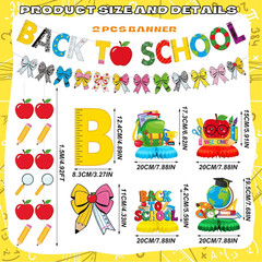 20 Pcs Back to School Decorations Set, First Day of School Banner Decor Party Su