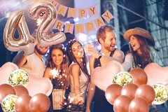 42nd Birthday Decorations For Her – Pink and Rose Gold Theme – Balloons, Banner