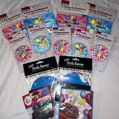 Birthday Party 14pc Bundle – Invitations-￼ Banners-Napkins-Confetti- Bday Badges