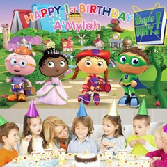 Super Why Personalised Custom Party Supplies Birthday Backdrop Vinyl 5x3ft