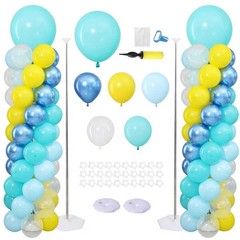 Blue and Yellow Balloon Column Kit Set of 2 with Balloons