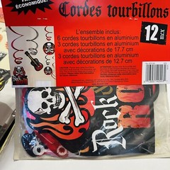 Rock & Roll Birthday Decorations, Banner Kit- Heavy metal Skull & Crossbones