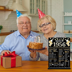 70Th Birthday Decorations Gift for Women Men, Black Gold Back in 1956 Poster Acr