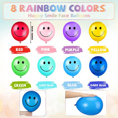 100 Pcs Happy Smile Balloons for Birthday Party 12» Latex Smile Face Colorful N