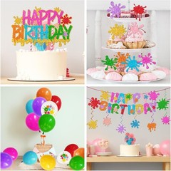 Paint Party Decorations 215Pcs Paint Splatter Party Supplies Art Party Decora…