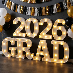 2026 Graduation Decorations – 8 LED Marquee Light-Up Letters,Grad 2026″ for Pres