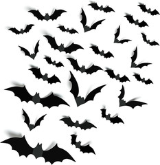 Halloween Party Supplies Hallween Decorations Bats Wall Decor 140PCS Realistic P