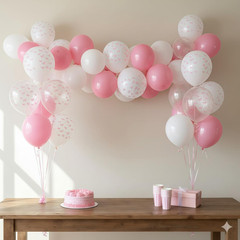 Pink Bow Balloons, 12 Inch Pastel Light Pink Transparent White Bow Print Coquett