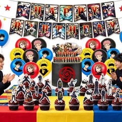 Anime Jujutsu Kaisen Birthday Party Decor Gojo Satoru Banner Cake Toppe Flags