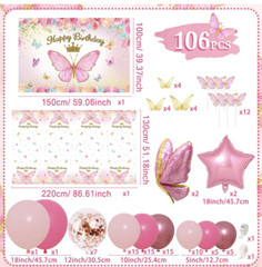 Butterfly Birthday Decoration set -Pink Birthday Decoration set for girls