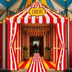 7 Pcs Lighted up Carnival Entryway Party Decorations Set Circus Tent Decorati…
