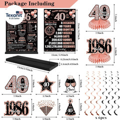 40Th Birthday Decorations for Women, 25PCS Black Rose Gold Happy 40Th Birthday B