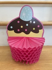 Birthday Cupcake Themed Centerpiece+Banner