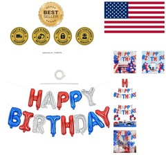 Vibrant 15-Piece Birthday Balloon Banner – Red, Silver, and Blue Celebration